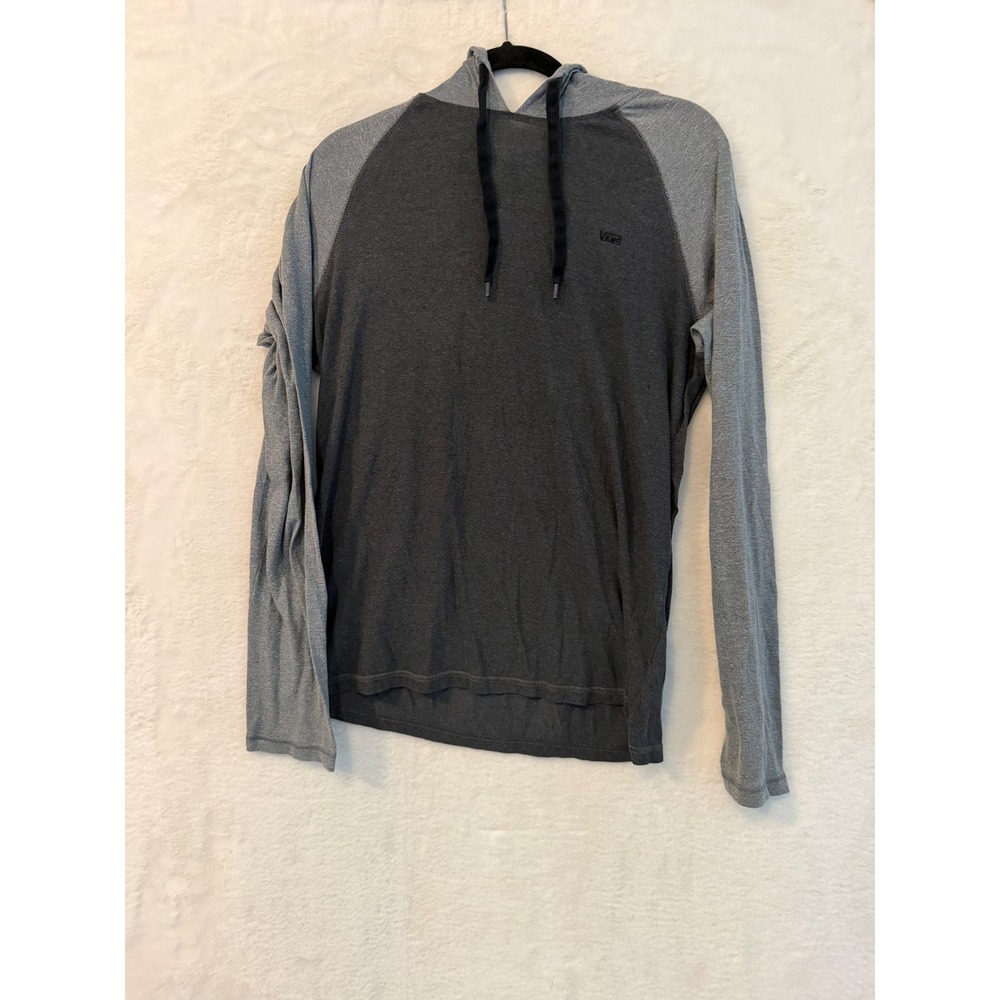 Vans Mens Size M Long Sleeve Hooded T-Shirt Raglan Gray Charcoal Skate Hoodie